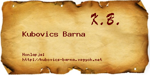 Kubovics Barna névjegykártya